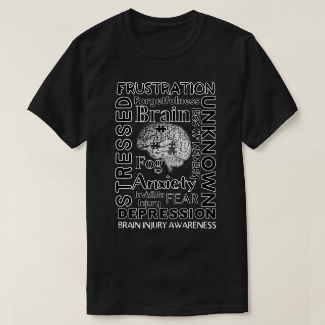 Symptoms Of Brain Injury That Are Invisible Awaren T-Shirt (Design Front)