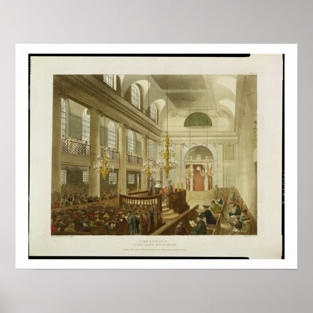 Synagogue, Dukes Place, Houndsditch, from Ackerman Poster (Front)