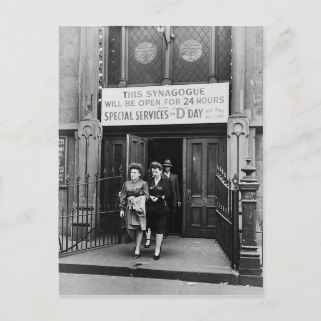 Synagogue Prayer Service on D-day June 6 1944 Postcard (Front)