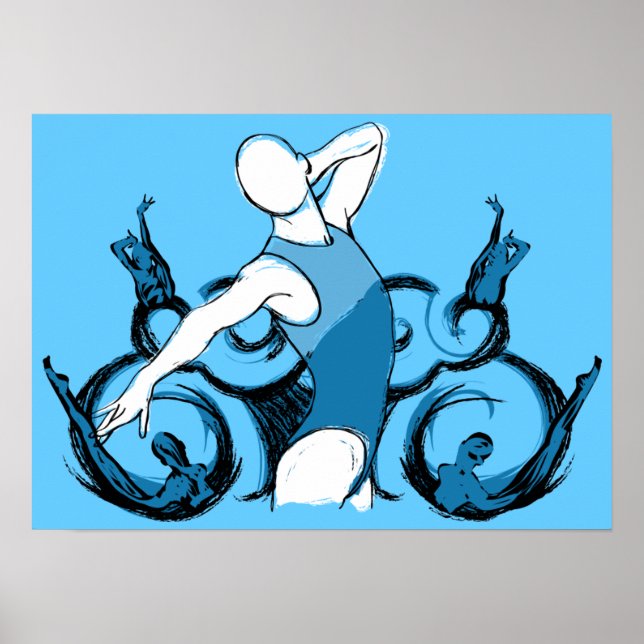 Synch Swimming Illustration Poster (Front)