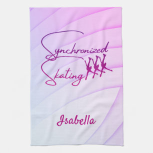 Synchronised skating towel calligraphy purple pink