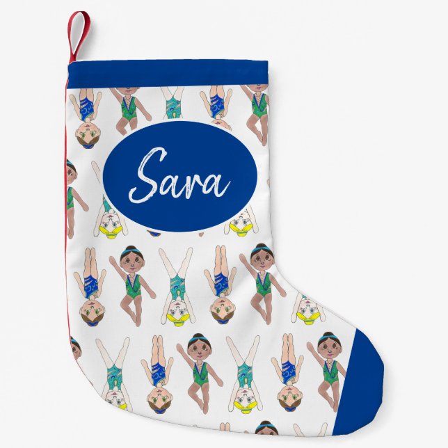Synchronised Swimmer Girls Swim Team Synchro Small Christmas Stocking (Front)