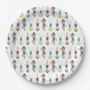 Synchronised Swimmer Pool Synchro Swimming Girls Paper Plate