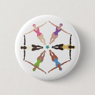 Synchronised Swimmers 6 Cm Round Badge