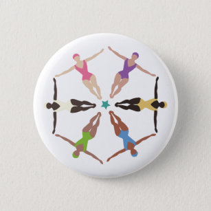 Synchronised Swimmers 6 Cm Round Badge