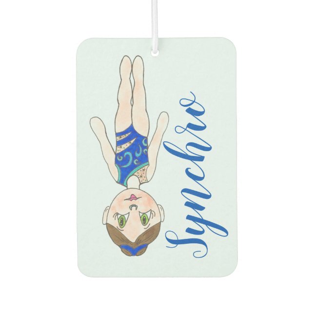 Synchronised Swimming Blue Synchro Swimmer Girl Car Air Freshener (Front)