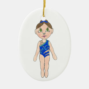 Synchronised Swimming Blue Synchro Swimmer Girl Ceramic Tree Decoration