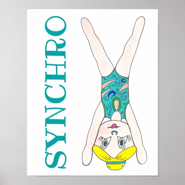 Synchronised Swimming Blue Synchro Swimmer Girl Poster (Front)