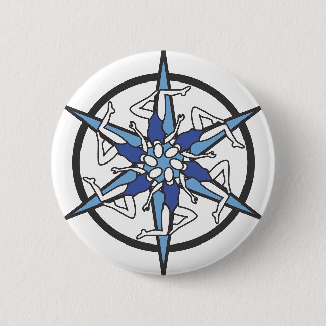 Synchronised Swimming Circle Logo in Blue 6 Cm Round Badge (Front)