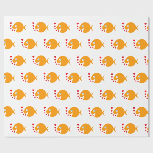 Synchronised Swimming Cute Cartoon Goldfish Wrapping Paper (Flat)