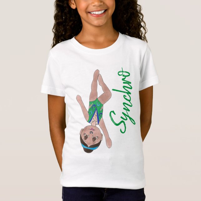 Synchronised Swimming Green Synchro Swimmer Girl T-Shirt (Front)