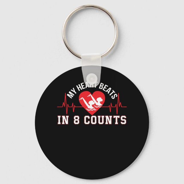 Synchronised Swimming Heart Beats 8 Counts Key Ring (Front)