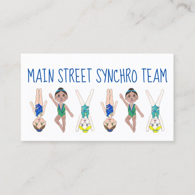 Synchronised Swimming Swim Team Coach Competition Business Card (Front)