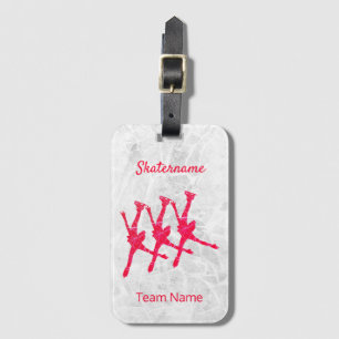 Synchronized skating luggage tag - Red arabesques