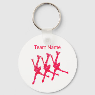 Synchronized skating team keychain - Arabesque red