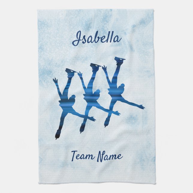 Synchronized skating towel arabesque blue (Vertical)