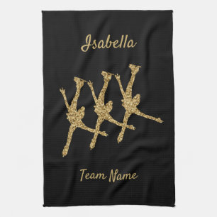 Synchronized skating towel arabesque gold glitter