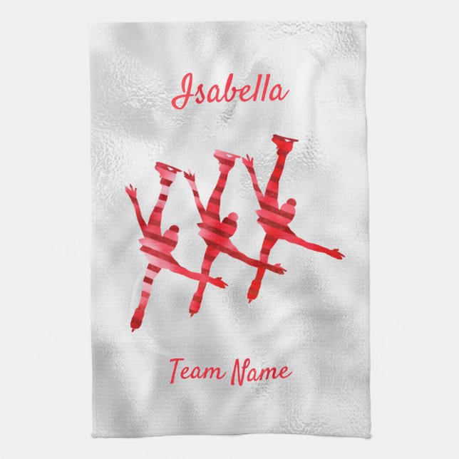 Synchronized skating towel arabesque red (Vertical)