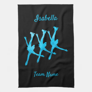 Synchronized skating towel arabesque turquoise