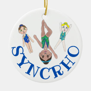 Synchronized Swimming Team Synchro Swimmer Girls Ceramic Tree Decoration