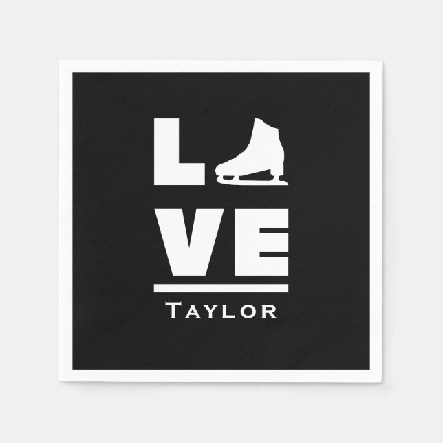 Synchronous Love And Live Figure Skating Name Text Napkin (Front)