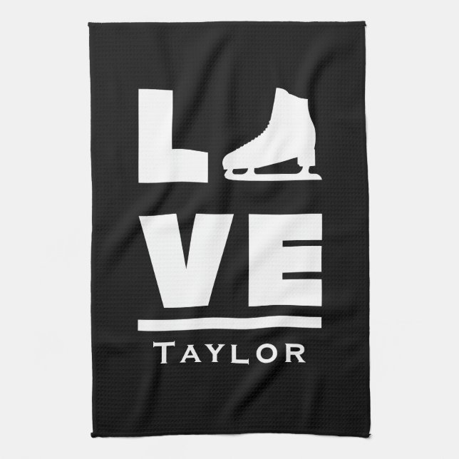 Synchronous Love And Live Figure Skating Name Text Tea Towel (Vertical)