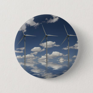 Syncronised Wind Turbines 6 Cm Round Badge