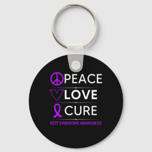 Syndrome Awareness Peace Love Cure Purple Ribbon Key Ring