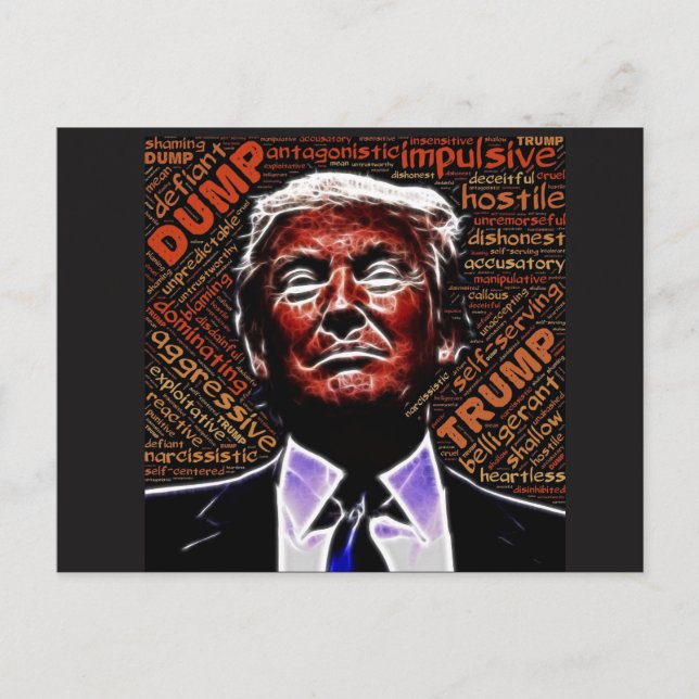 Synonyms for Trump With  Evil Trump Face Postcard (Front)