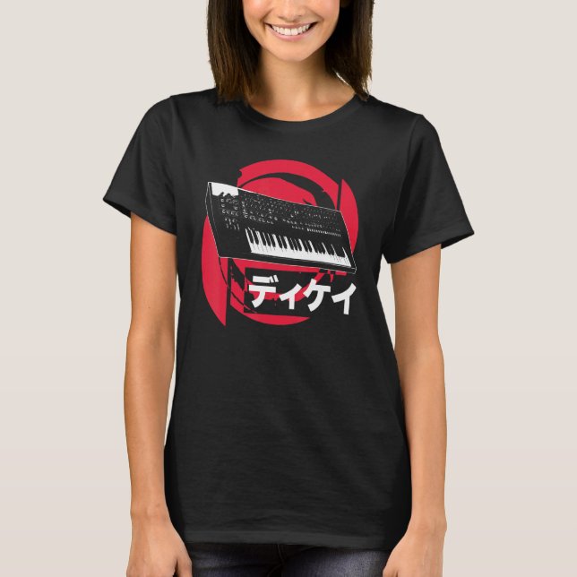 Synthesizer Japanese Analog Synthwave Techno Synth T-Shirt (Front)