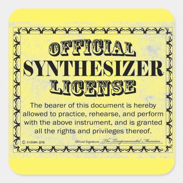 Synthesizer License Square Sticker (Front)