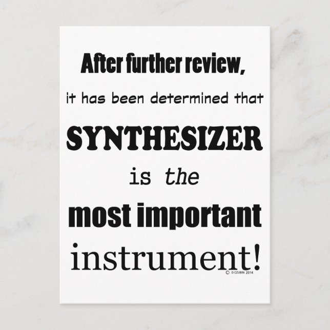Synthesizer Most Important Instrument Postcard (Front)