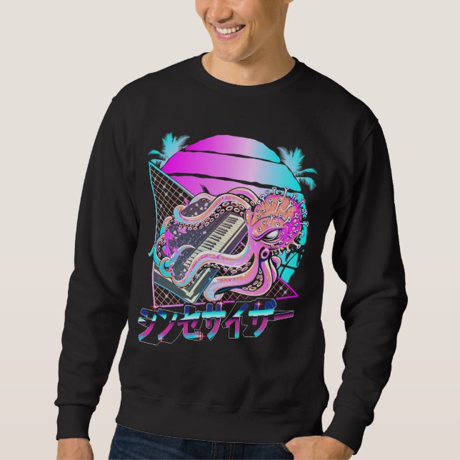 Synthesizer Octopus Vaporwave Kraken Analogue Synt Sweatshirt (Front)