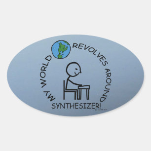 Synthesizer - World Revolves Around Oval Sticker