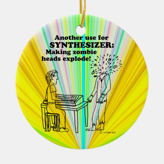 Synthesizer Zombie Explode Ceramic Tree Decoration (Front)