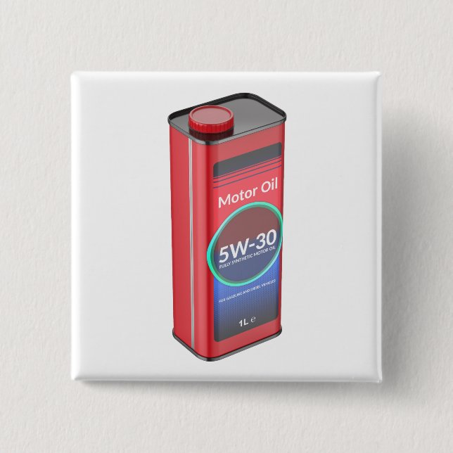 Synthetic car motor oil tin can 15 cm square badge (Front)