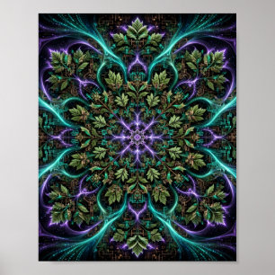 Synthetic Nature — AI Fractal Mandala Poster