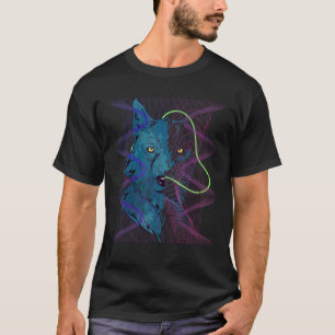 Synthwave 80s Art Predator Wolf Retro Animal Vapou T-Shirt