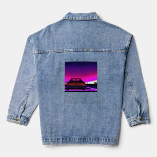 Synthwave car outrun retrowave futuresynth sci fi  denim jacket