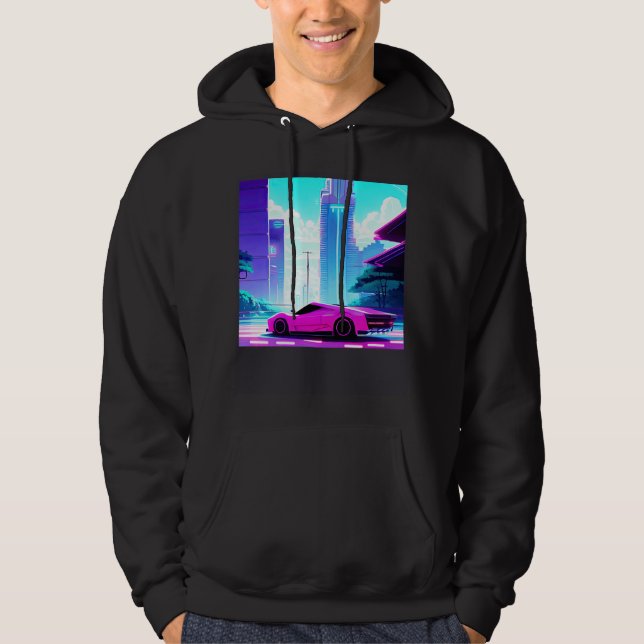 Synthwave car outrun retrowave futuresynth sci fi  hoodie (Front)