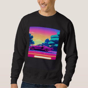 Synthwave car outrun retrowave futuresynth sci fi  sweatshirt