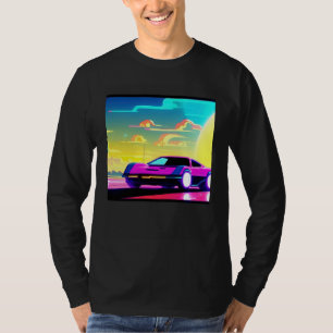 Synthwave car outrun retrowave futuresynth sci fi  T-Shirt