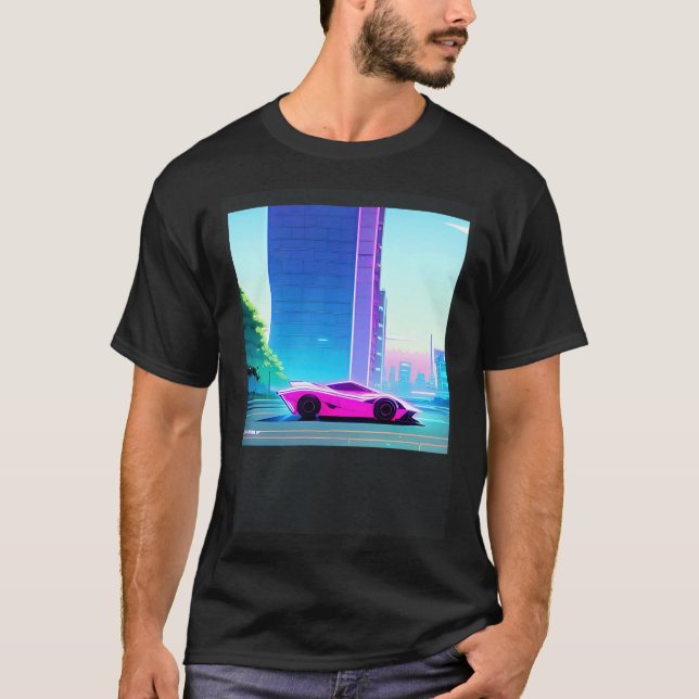 Synthwave car outrun retrowave futuresynth sci fi  T-Shirt (Front)
