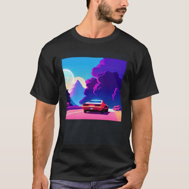 Synthwave car outrun retrowave futuresynth sci fi  T-Shirt (Front)