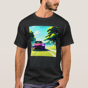 Synthwave car outrun retrowave futuresynth sci fi  T-Shirt