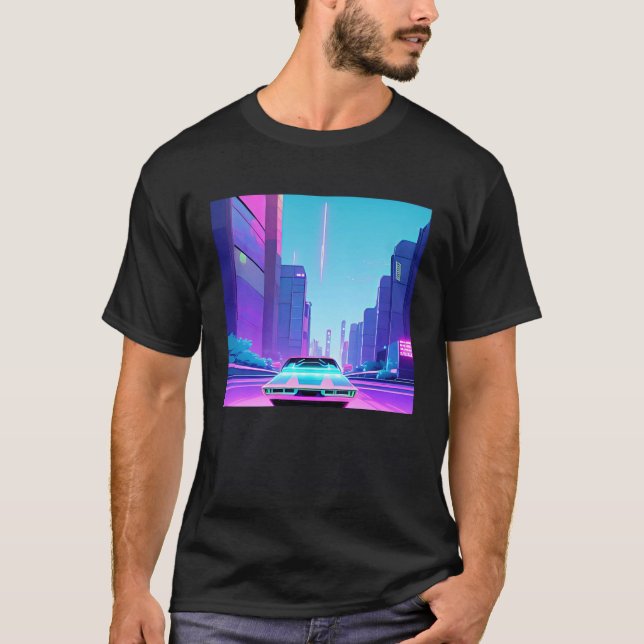 Synthwave car outrun retrowave futuresynth sci fi  T-Shirt (Front)
