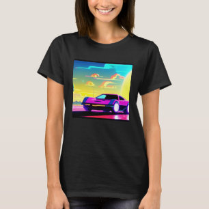 Synthwave car outrun retrowave futuresynth sci fi  T-Shirt