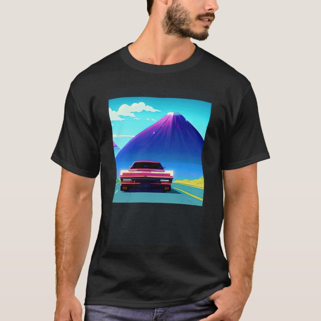 Synthwave car outrun retrowave futuresynth sci fi  T-Shirt (Front)