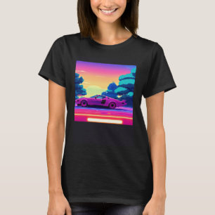 Synthwave car outrun retrowave futuresynth sci fi  T-Shirt