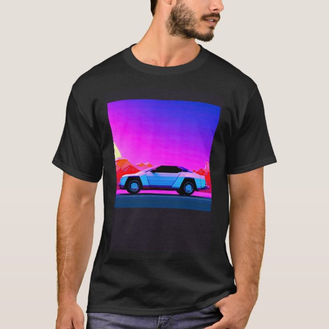 Synthwave car outrun retrowave futuresynth sci fi  T-Shirt (Front)
